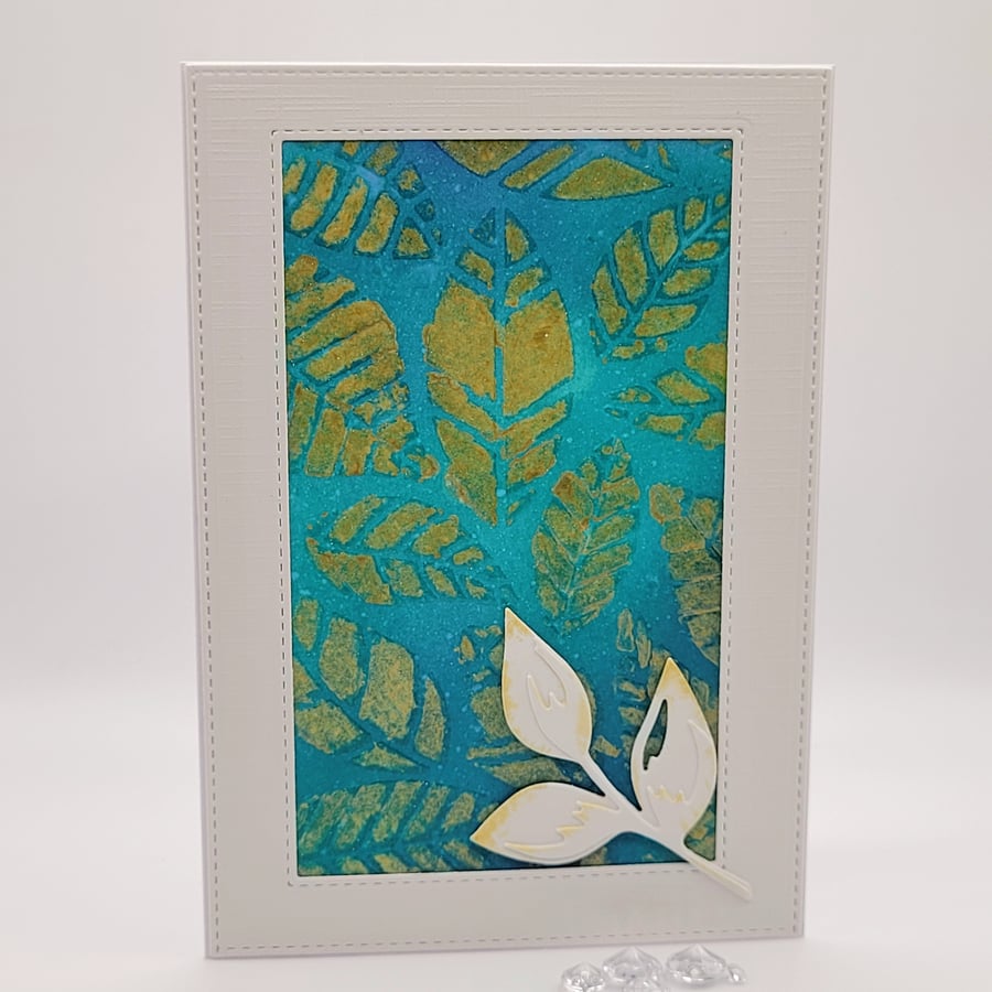 Card - blank cards, embossed, leaves, birthday, abstract 