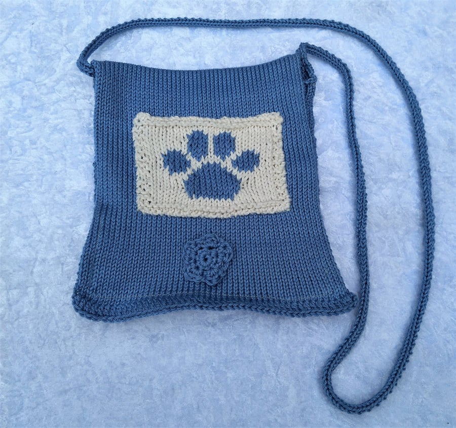 Knitted Cross Body Bag - Blue - Free Postage