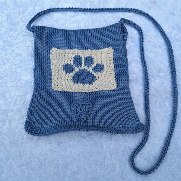 Knitted Cross Body Bag - Blue - Free Postage