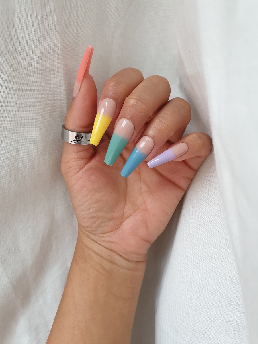 Rainbow ombre press on nails