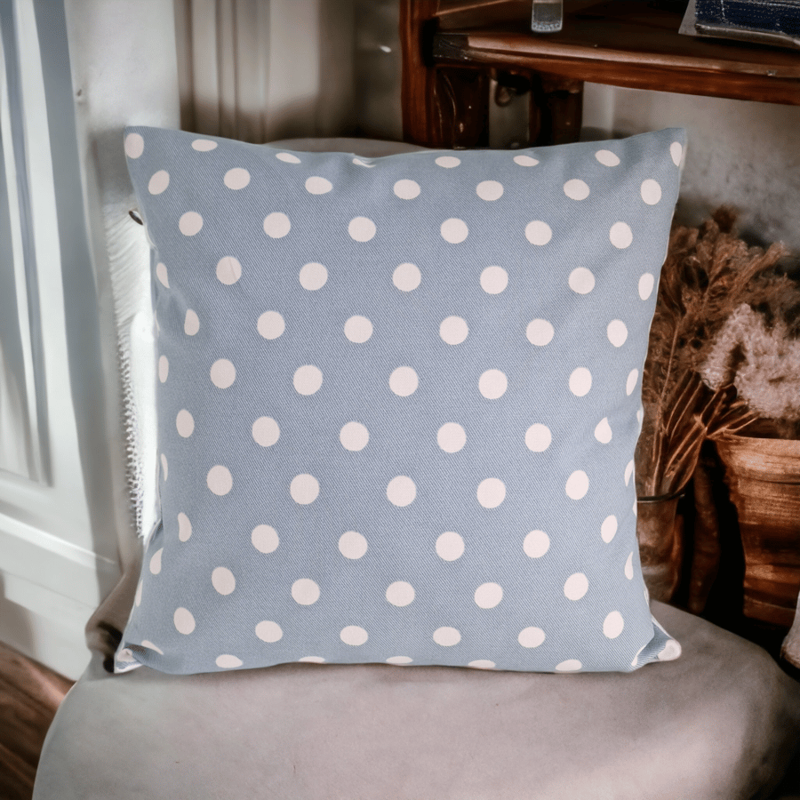 Blue Button Spot Handmade Cushion 40 x 40 cm