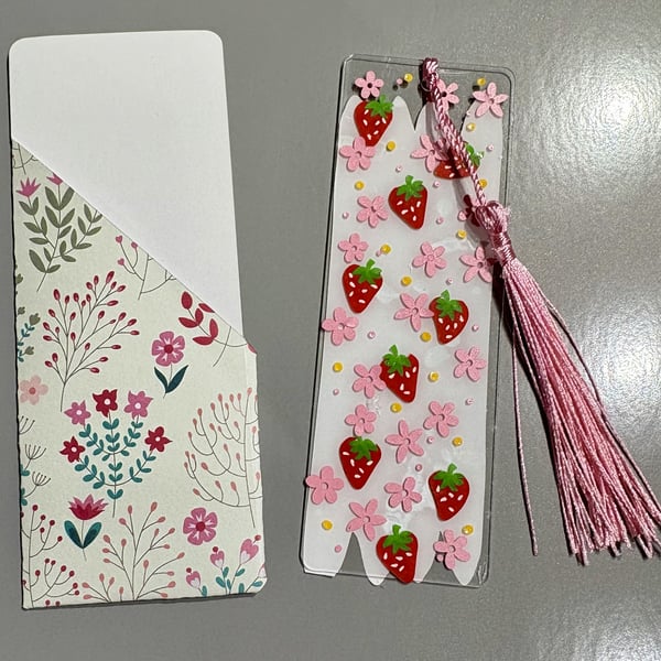 Strawberry pattern Acrylic Bookmark with Tassel