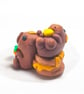 Mini Capybara Sculpt, Cute Tiny Figurine Capybaras On Pancake Stack, Table Decor