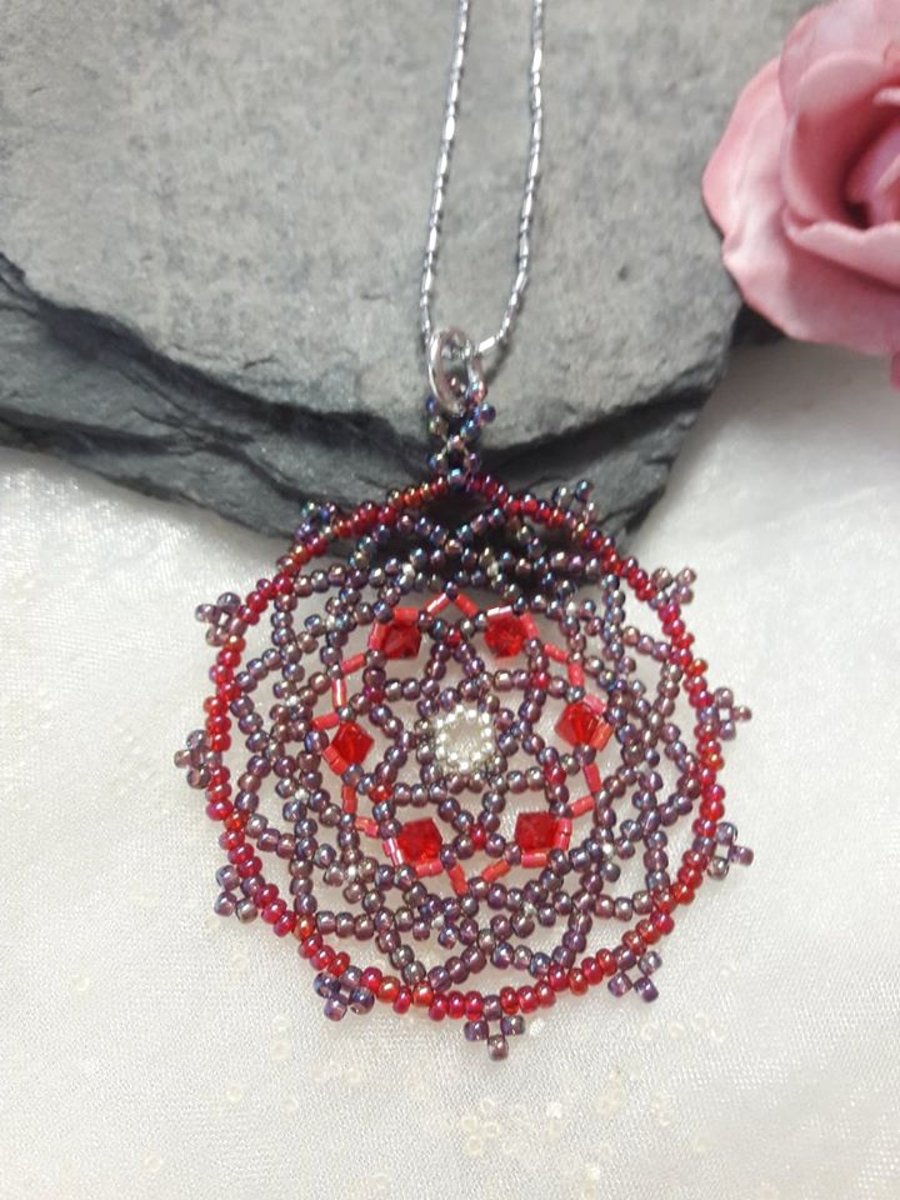 Seconds Sunday Mandala Beadwork Necklace