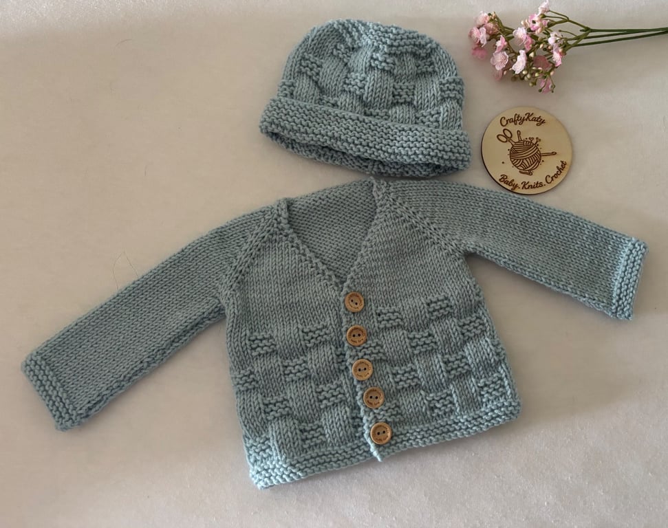 Newborn Baby Cardigan & Hat Set