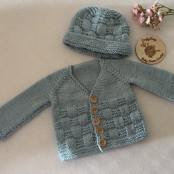 Newborn Baby Cardigan & Hat Set