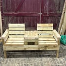 Garden double chair bench with table