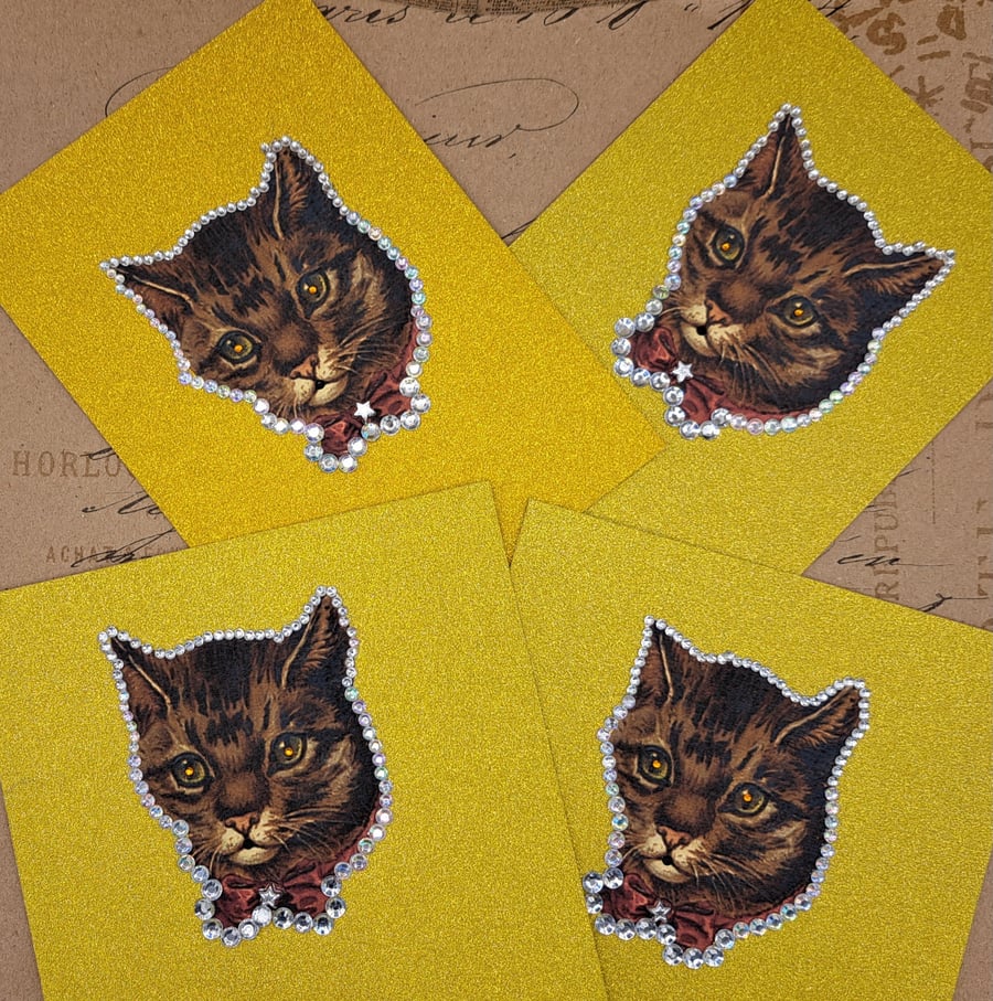 Vintage Cat Greeting Card Handmade Greeting Card