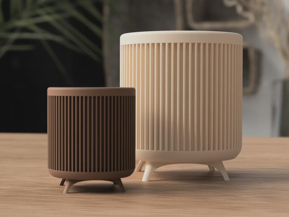Ribbed Planter with Legs Japandi Scandinavian Minimalist Decor