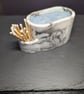 Blue Purple Candle in Black & White Marble Effect Eco-Resin Holder