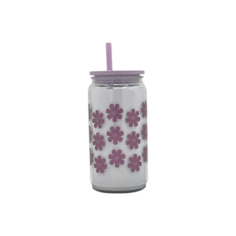 Purple & Pink Daisy Flower Tumbler