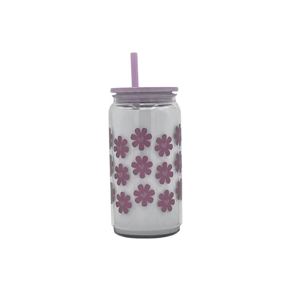 Purple & Pink Daisy Flower Tumbler
