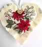 Poinsettia Small Christmas Heart Decoration, Hanging Decoration - Image 5