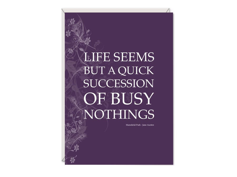 Mansfield Park Greetings Card Literary Gift - Jane Austen Word Art Card