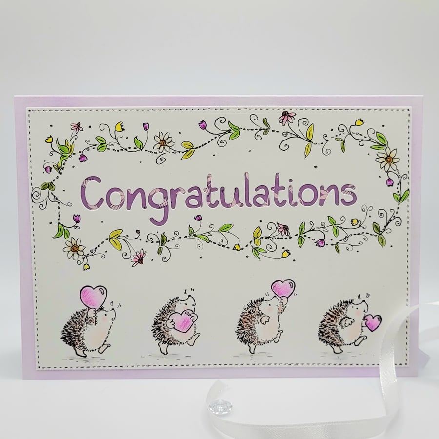  Wedding Congratulations Card - cards hearts hedgehogs flowers