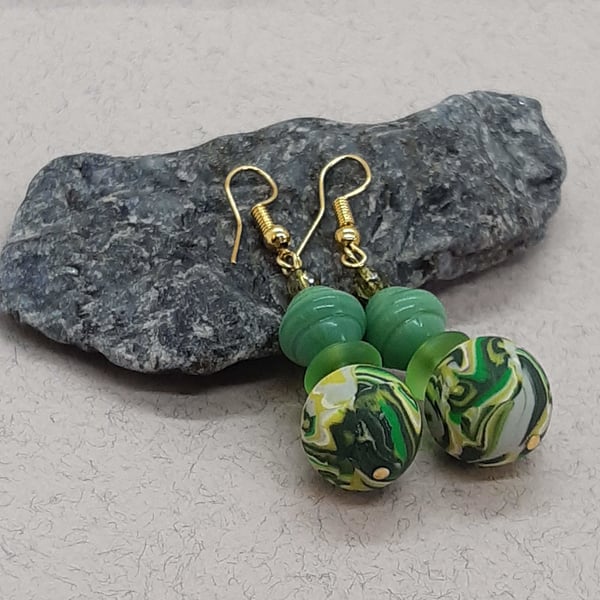 Polymer clay dangly earrings