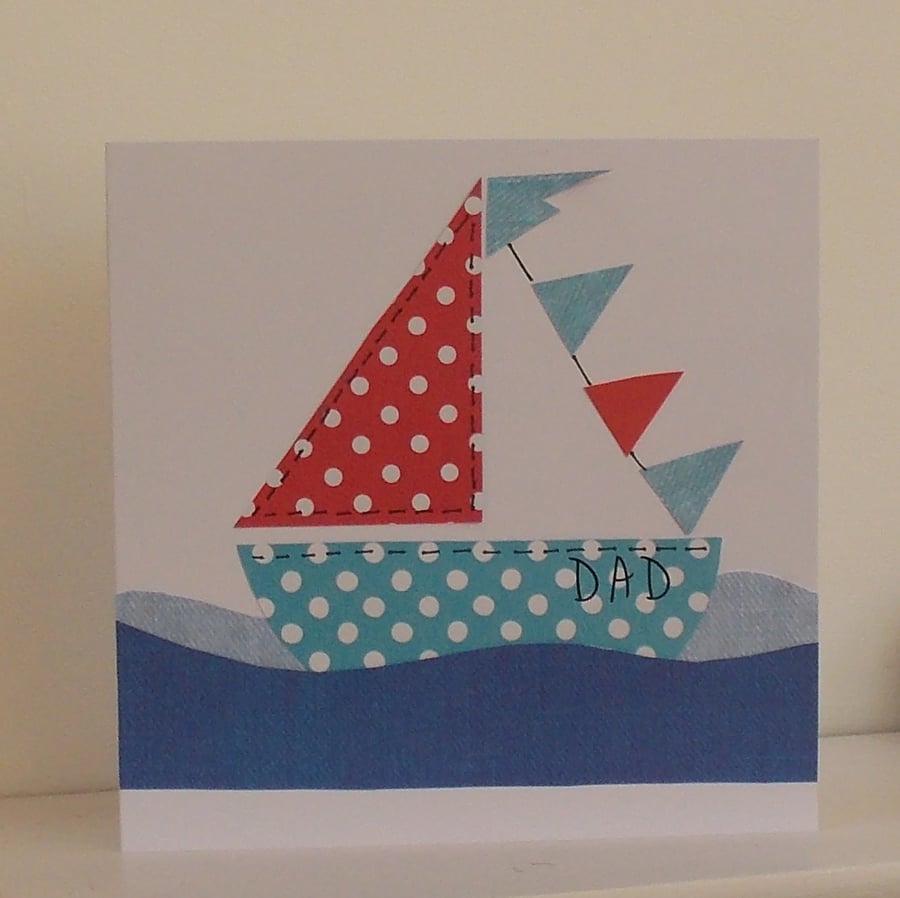 Paper Patchwork Sail Boat Card