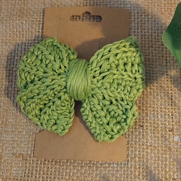 Crochet Hairbow Cotton Clip