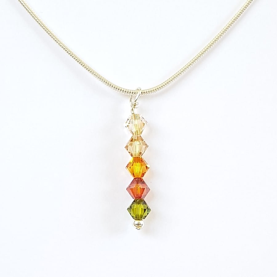 Swarovski Crystal Drop Pendant Necklace - Autumn Colours