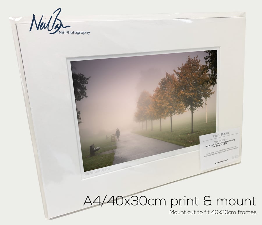 Foggy North Inch, Perth, Scotland - A4 (40x30cm) Unframed Print