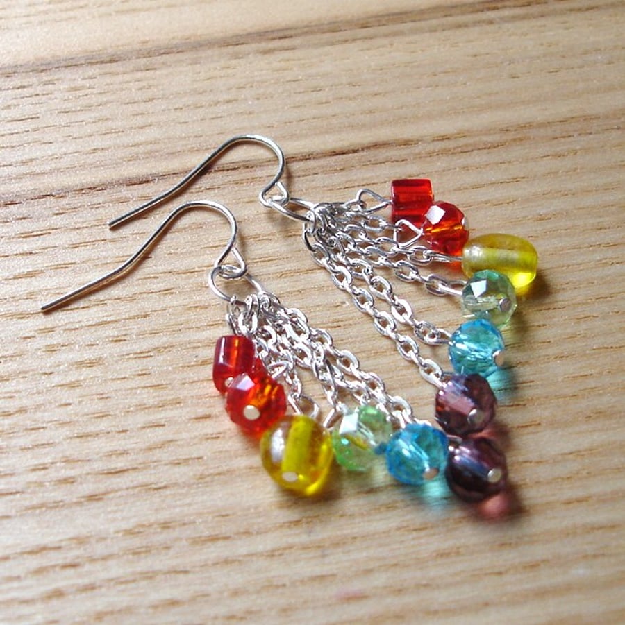 Rainbow Glass Bead Earrings