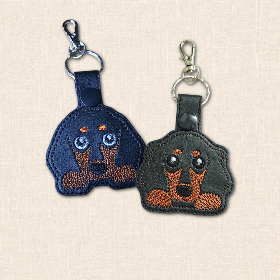 Kawaii Dachshund Keyring - Faux Leather Dog Accessory