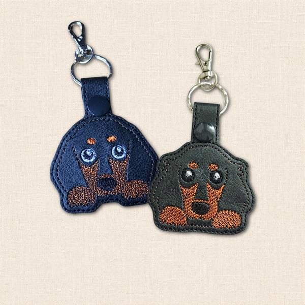 Kawaii Dachshund Keyring - Faux Leather Dog Accessory