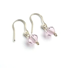 Mauve Faceted Swarovski Crystal Bead Earrings