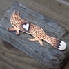 Copper and silver red fox mixed metals brooch 