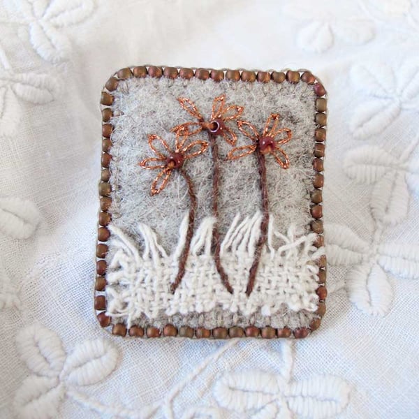 Embroidered Brooch with Beading