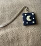 Handmade polymer clay blue star and moon book bookmark 