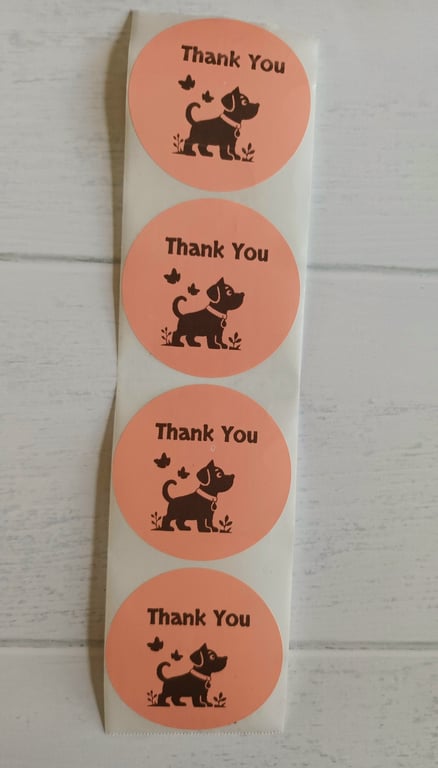 50 'Thank You' Puppy Thermal Printed Stickers (71P)