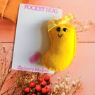 Hand sewn 'jelly bean' pocket hug and pocket hug card,letterbox gift (yellow)