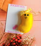 Hand sewn 'jelly bean' pocket hug and pocket hug card,letterbox gift (yellow)