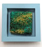Green Abstract Textile Mini Art in Teal Painted wooden frame. - Image 3