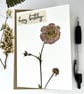 Handmade Real Pressed Geum, Birthday Card