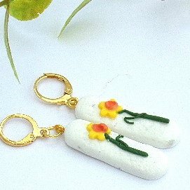 Handcrafted Polymer Clay Daffodil Earrings