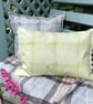 Hand Printed Organic Cotton Oblong Cushion - FOLKI - Chartreuse - Image 4