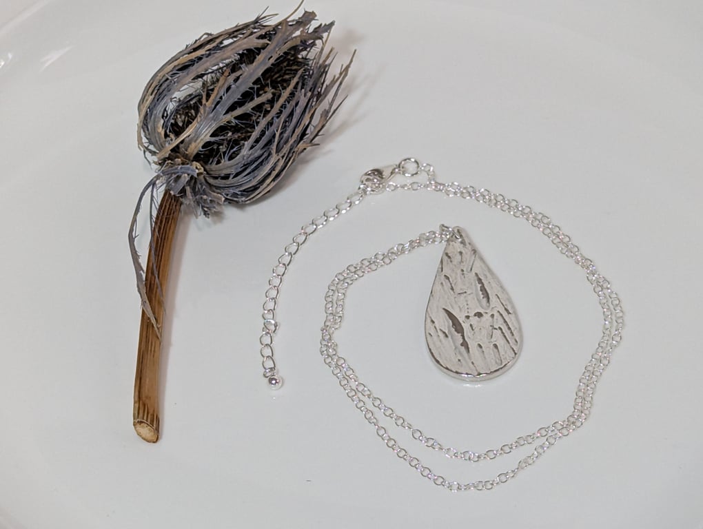 Fine Silver Teardrop Pendant