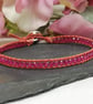 Pink spinel gemstone and orange leather bracelet, August birthstone  - Image 5