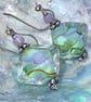 Sterling silver lampwork glass bead dangle earrings - FREE UK P&P 