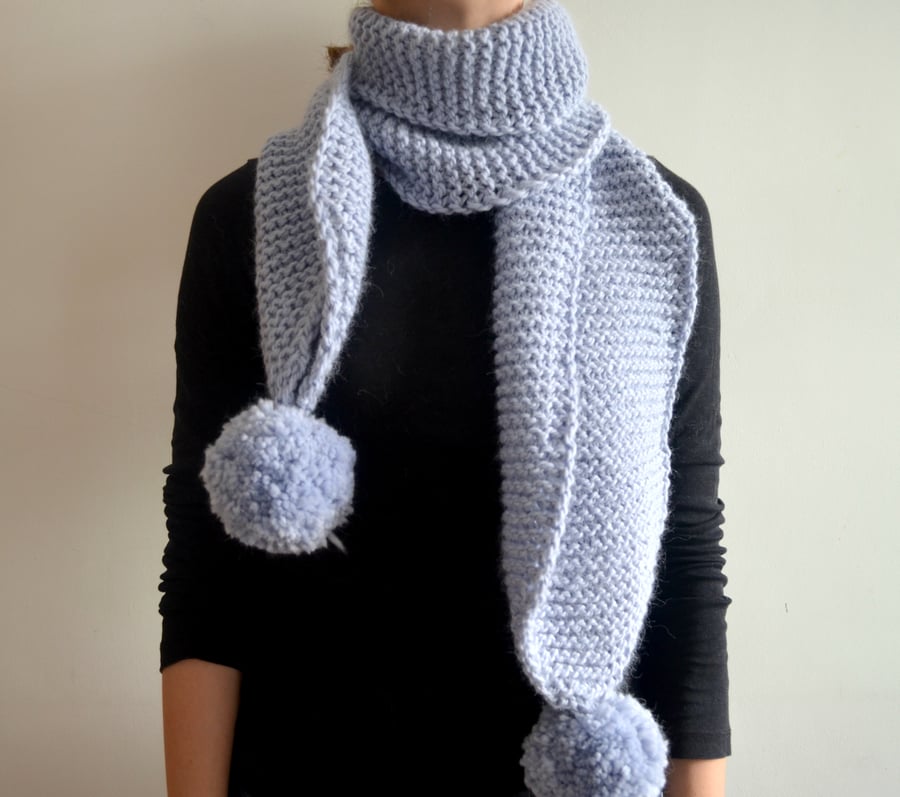 The Pom. Large Oversized Super Chunky Alpaca Wool Scarf Pompoms