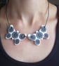Ottoman Inspired Flower Pattern Double Butterfly Ceramic Pendant Necklace - Image 3