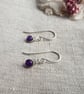 AMETHYST Dainty Wire Wrapped Earrings Sterling Silver February Birthstone - Image 2