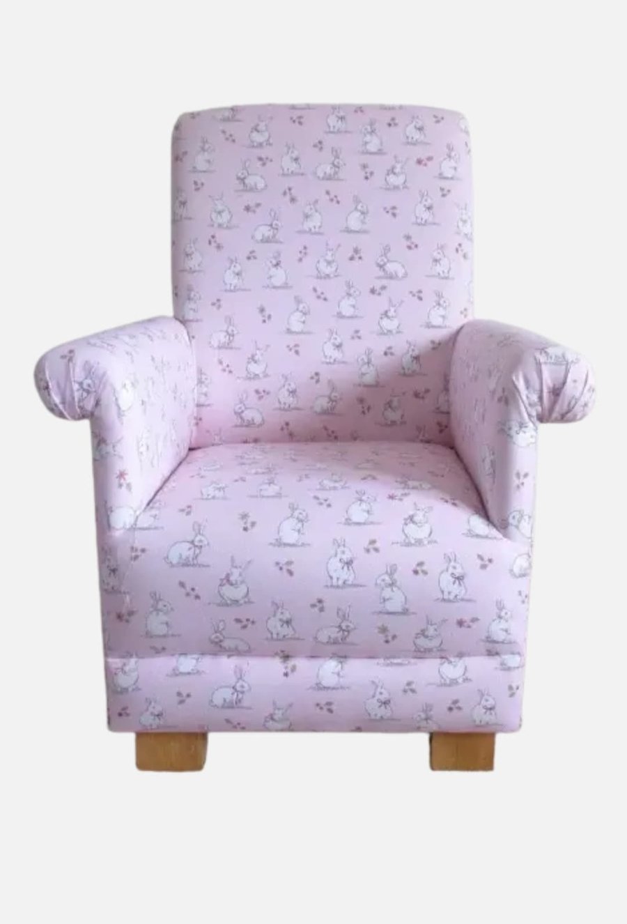 Children's Pink Bunnies Armchair Girls Chair Rabbits Animals Bedroom Kids Seat