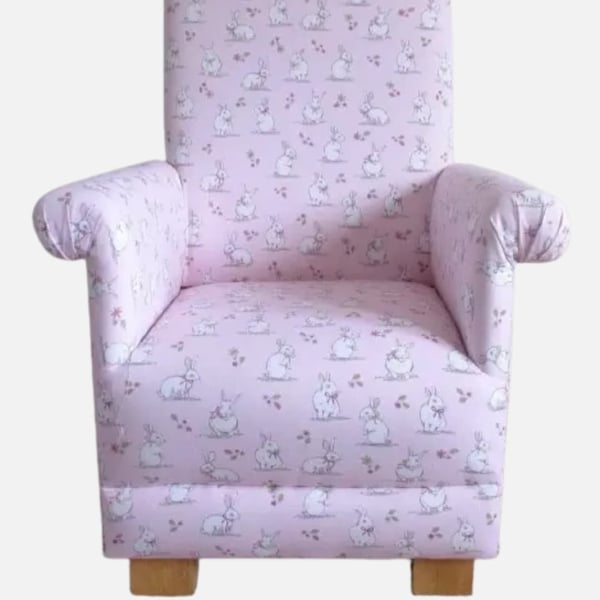 Children's Pink Bunnies Armchair Girls Chair Rabbits Animals Bedroom Kids Seat