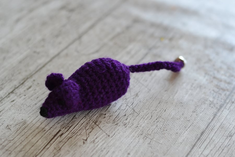 Purple  Hand Crochet Mouse Cats Play Toy Catnip or No Catnip