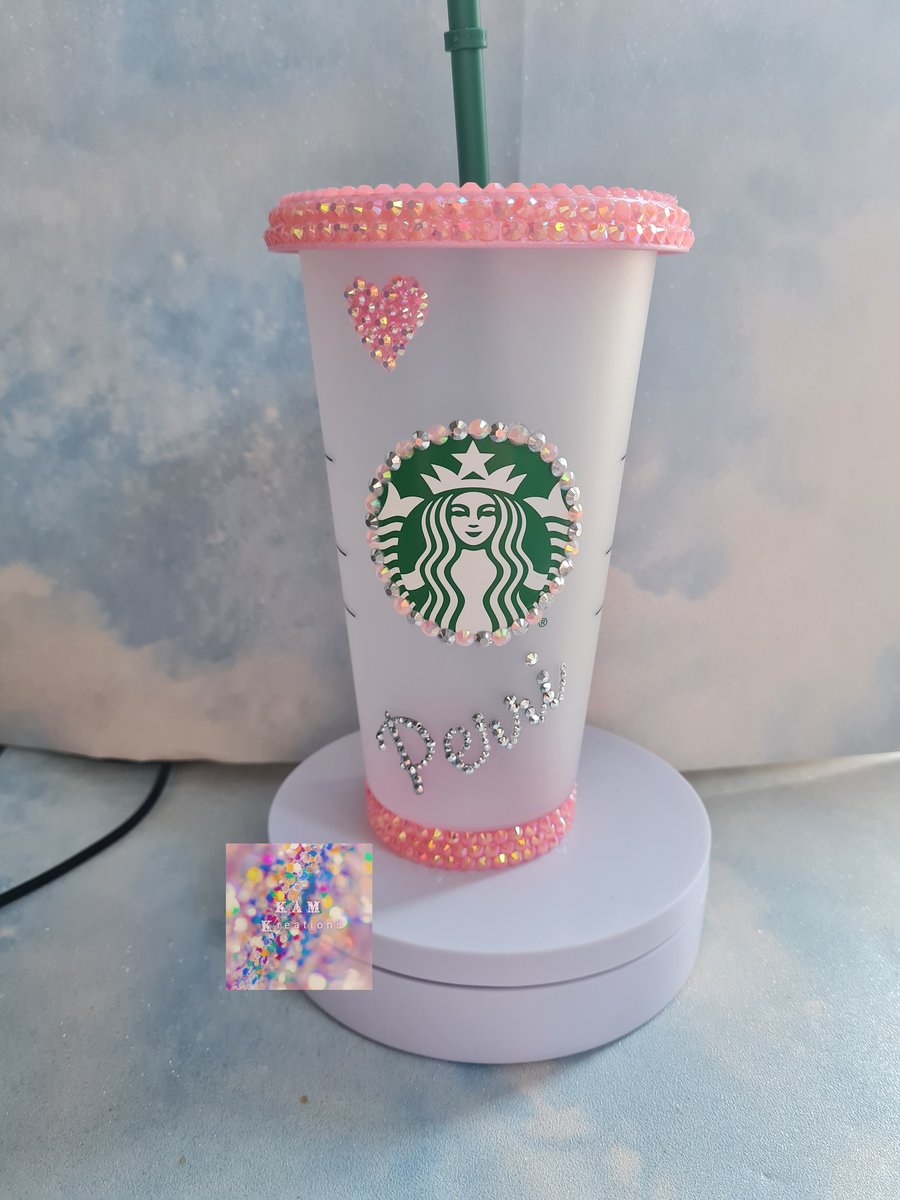 Starbucks Partially Blinged Rhinestone Cold Cup Personalised Name Venti 22oz