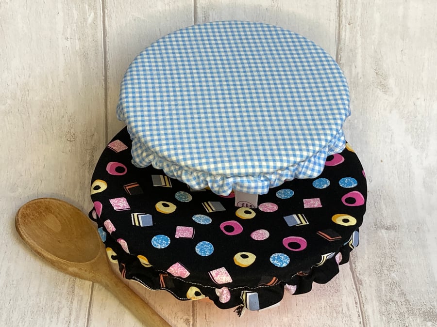 Reusable bowl covers - set of two. Licorice all sorts