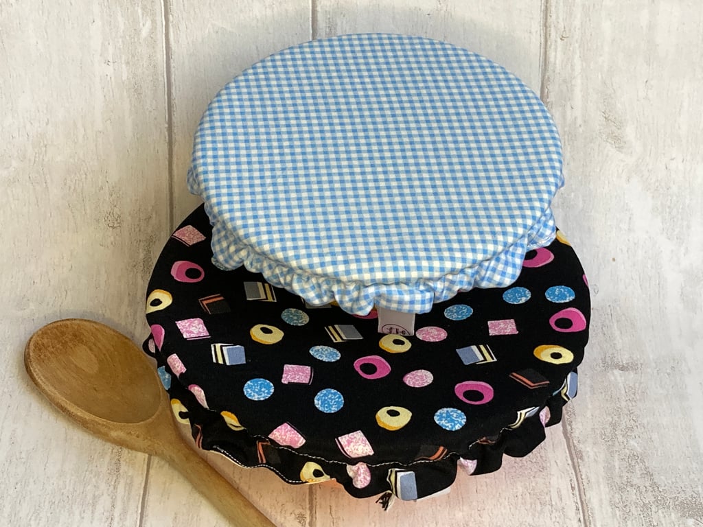 Reusable bowl covers - set of two. Licorice all sorts